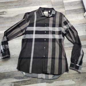 Burberry Black and Gray Plaid Men's Shirt